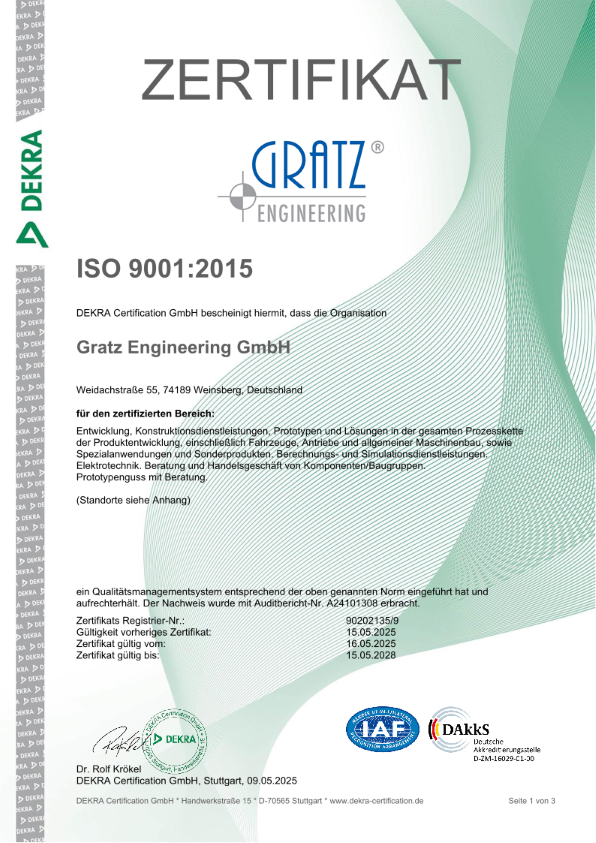 Zertifikat ISO9001 2025 GRATZ deutsch